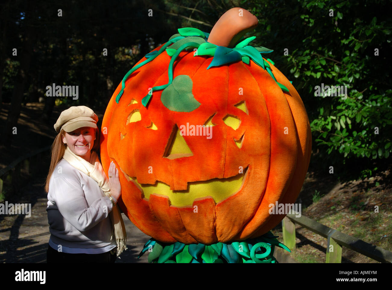 Halloween pumpkin character, Chessington World of Adventures Theme Park, Chessington, Surrey, England, United Kingdom Stock Photo