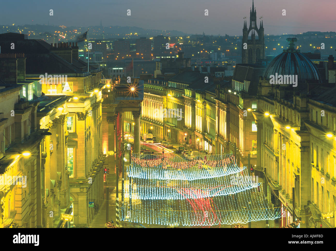 Christmas lights in Grey Street, Newcastle upon Tyne Stock Photo Alamy