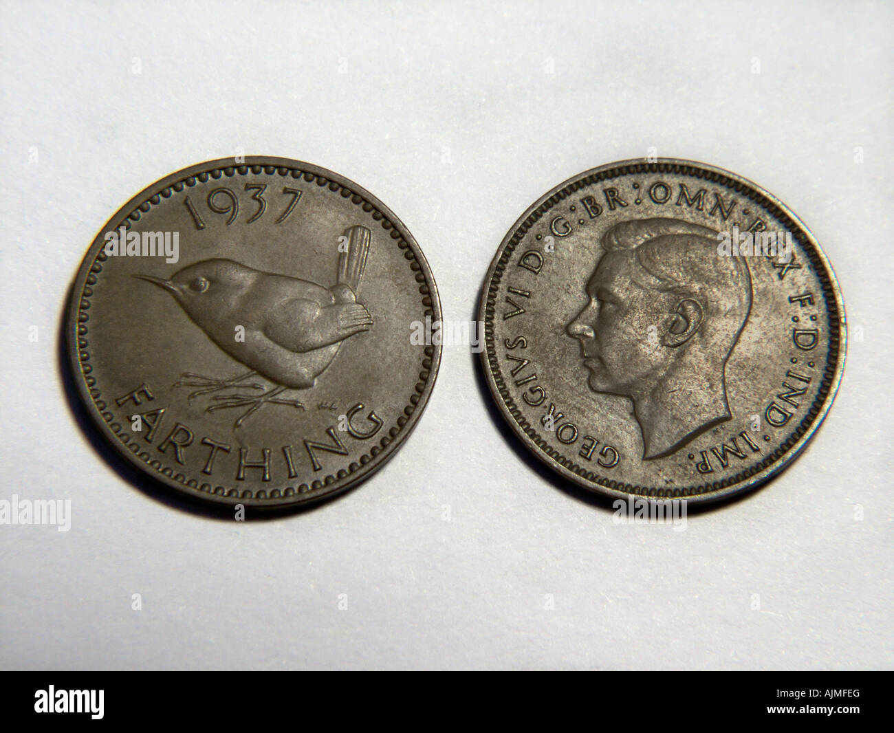George VI Pre Decimal British Farthing Coin Stock Photo