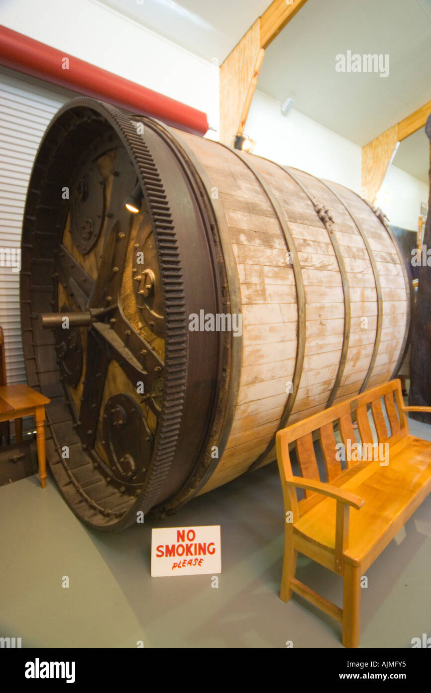 Matakohe New Zealand Kauri Museum industrial butter churn made of Kauri