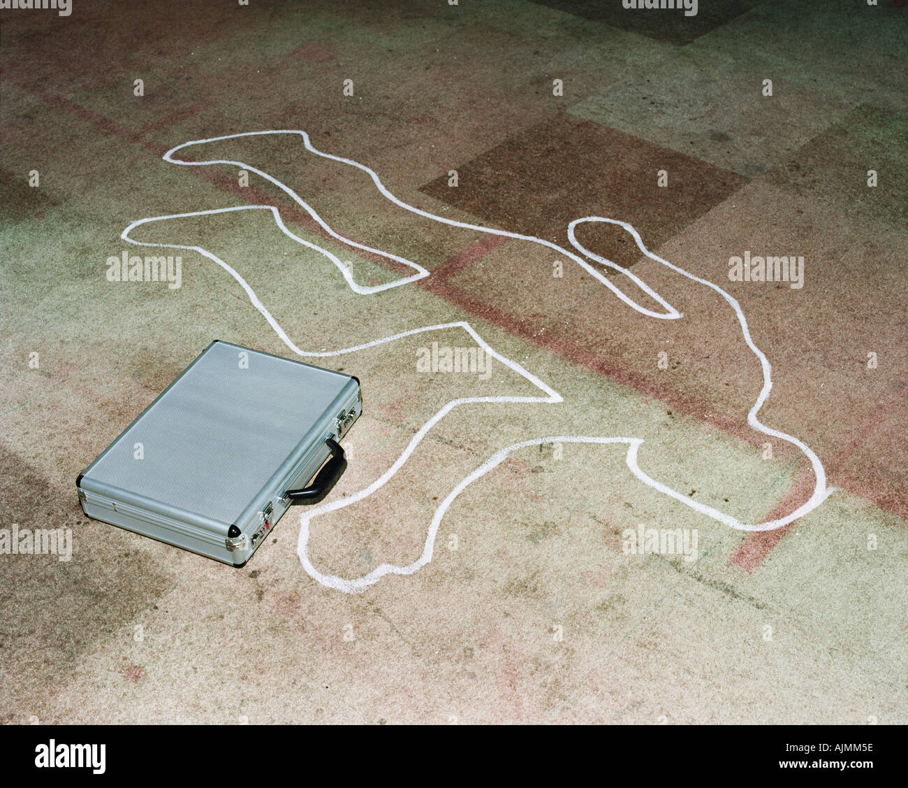 Chalk outline with a briefcase Stock Photo Alamy