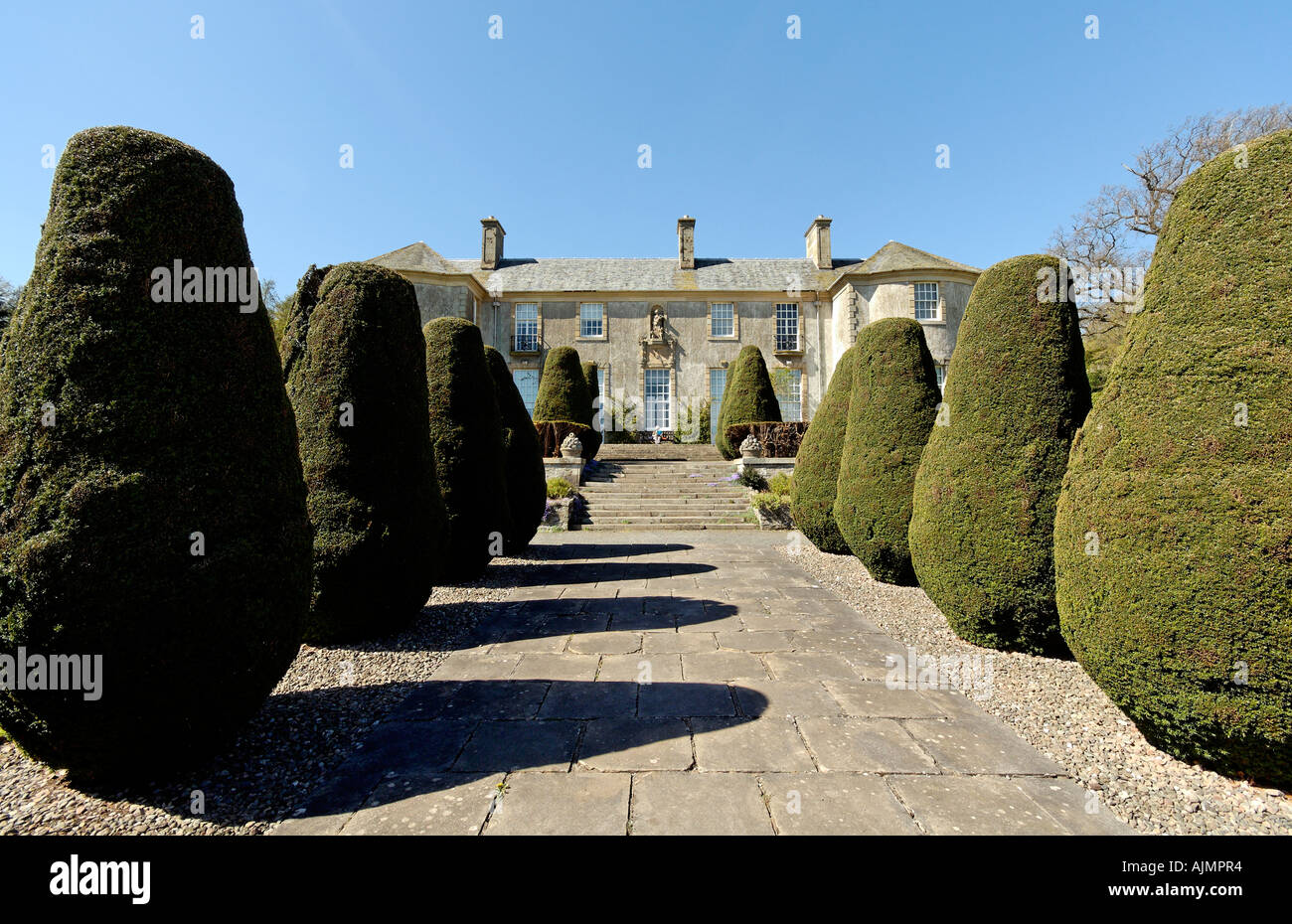Hedges line the way to Hill Of Tarvit Mansionhouse, Cupar, Fife, Scotland Stock Photo