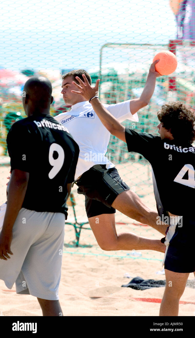 sport handball game action on beach Stock Photo Alamy