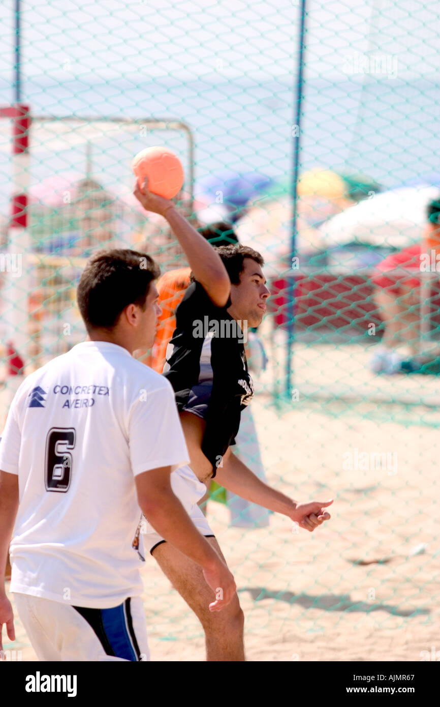 sport handball game action on beach Stock Photo Alamy