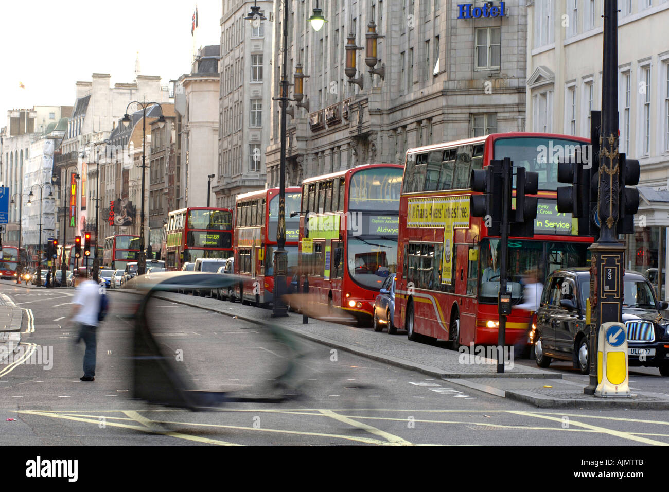 A view of traffic along the Strand in London. Stock Photo