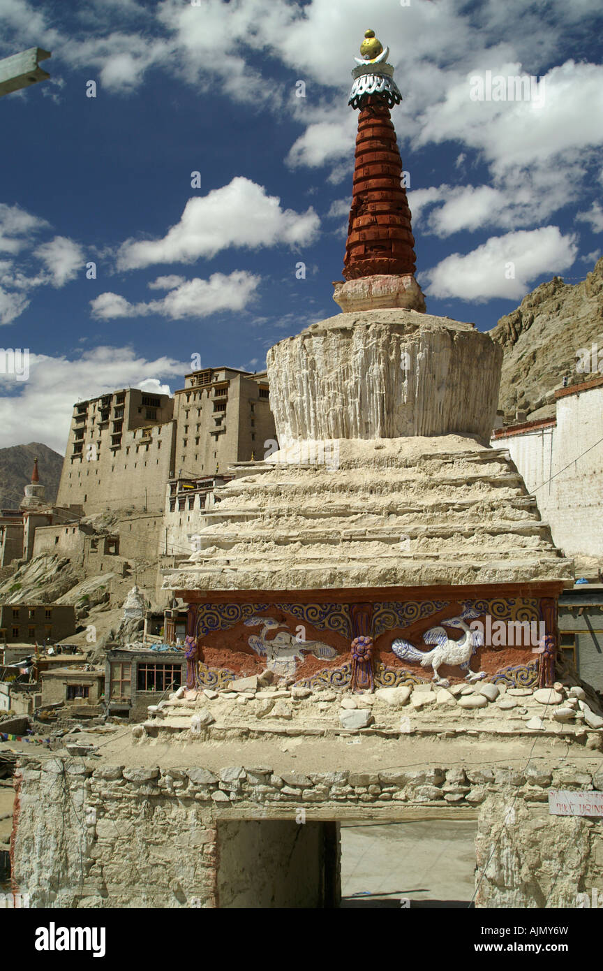 Old Leh town original tibetan buddhist architecture holy shrine stupa