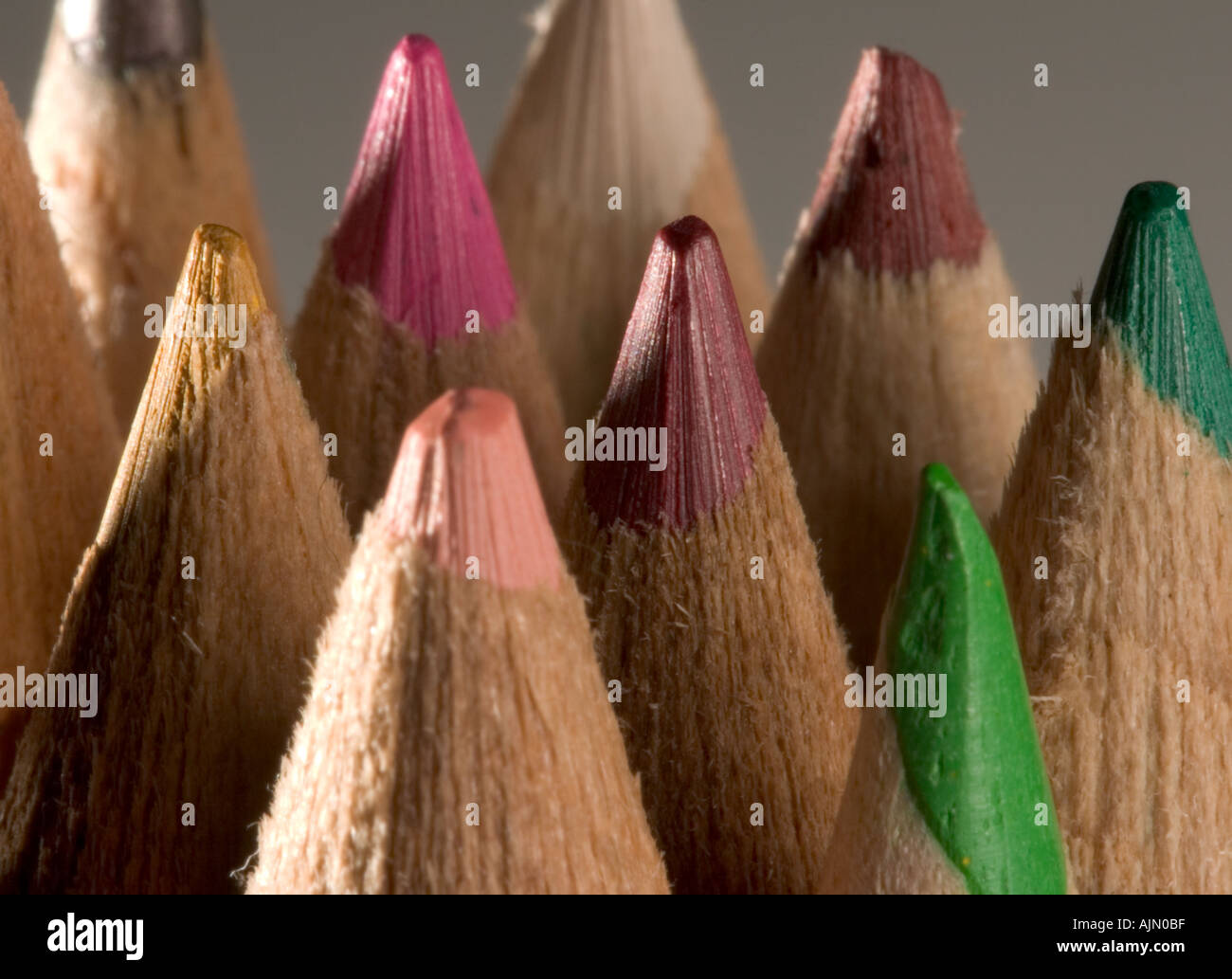 Group of coloured pencil tips Stock Photo