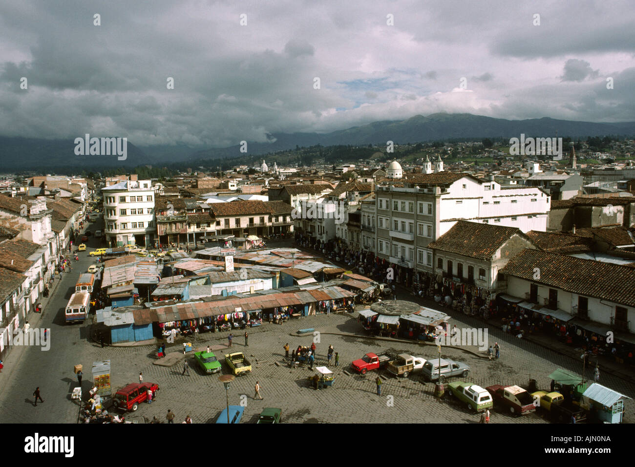 Ecuador Cuenca Market Place elevated view Stock Photo