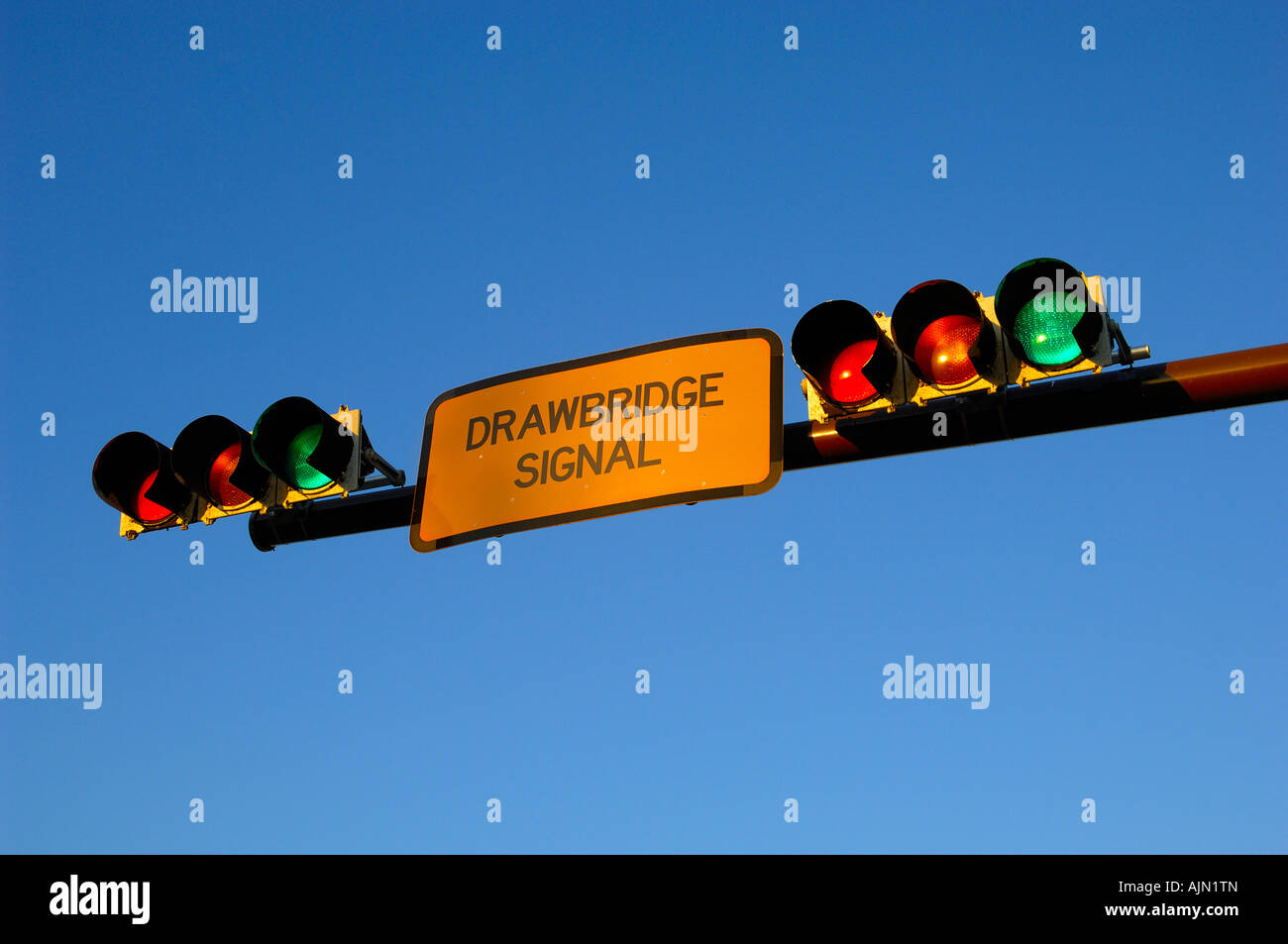 american; traffic lights; red; orange; amber; green; overhead