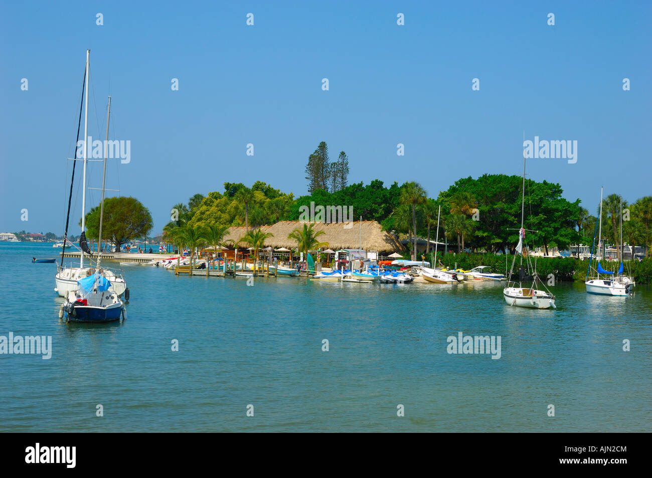 boats yachts sailing in small lagoon on sea sarasota florida with
