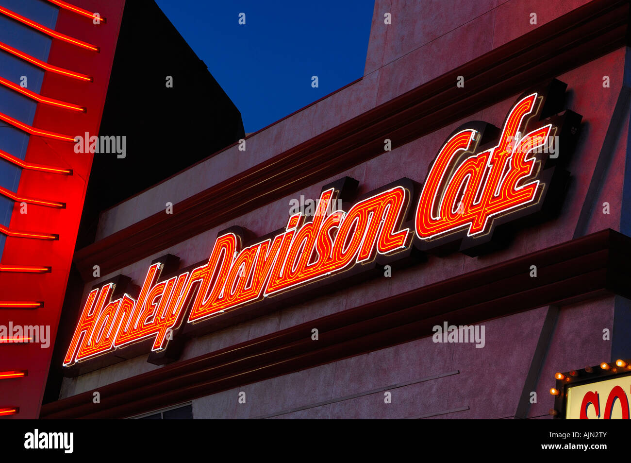 harley davidson motorbike BBQ bbq cafe neon sign detail las vegas day
