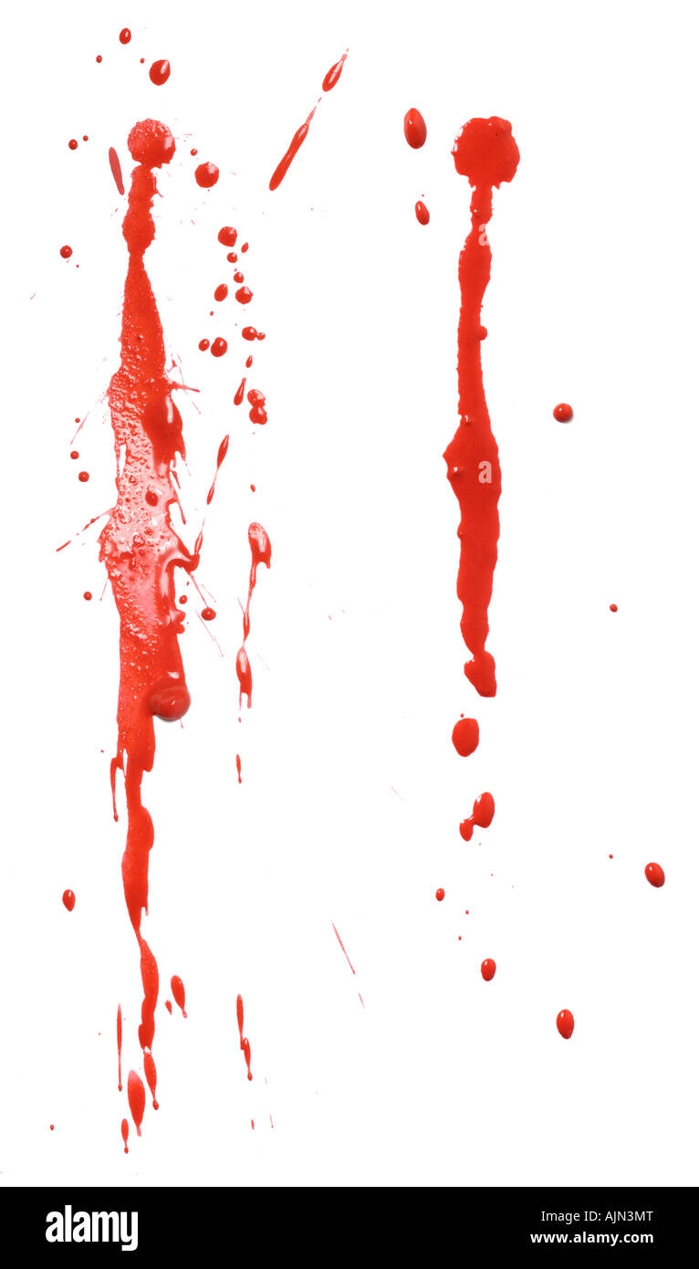 Red paint drips Stock Photo