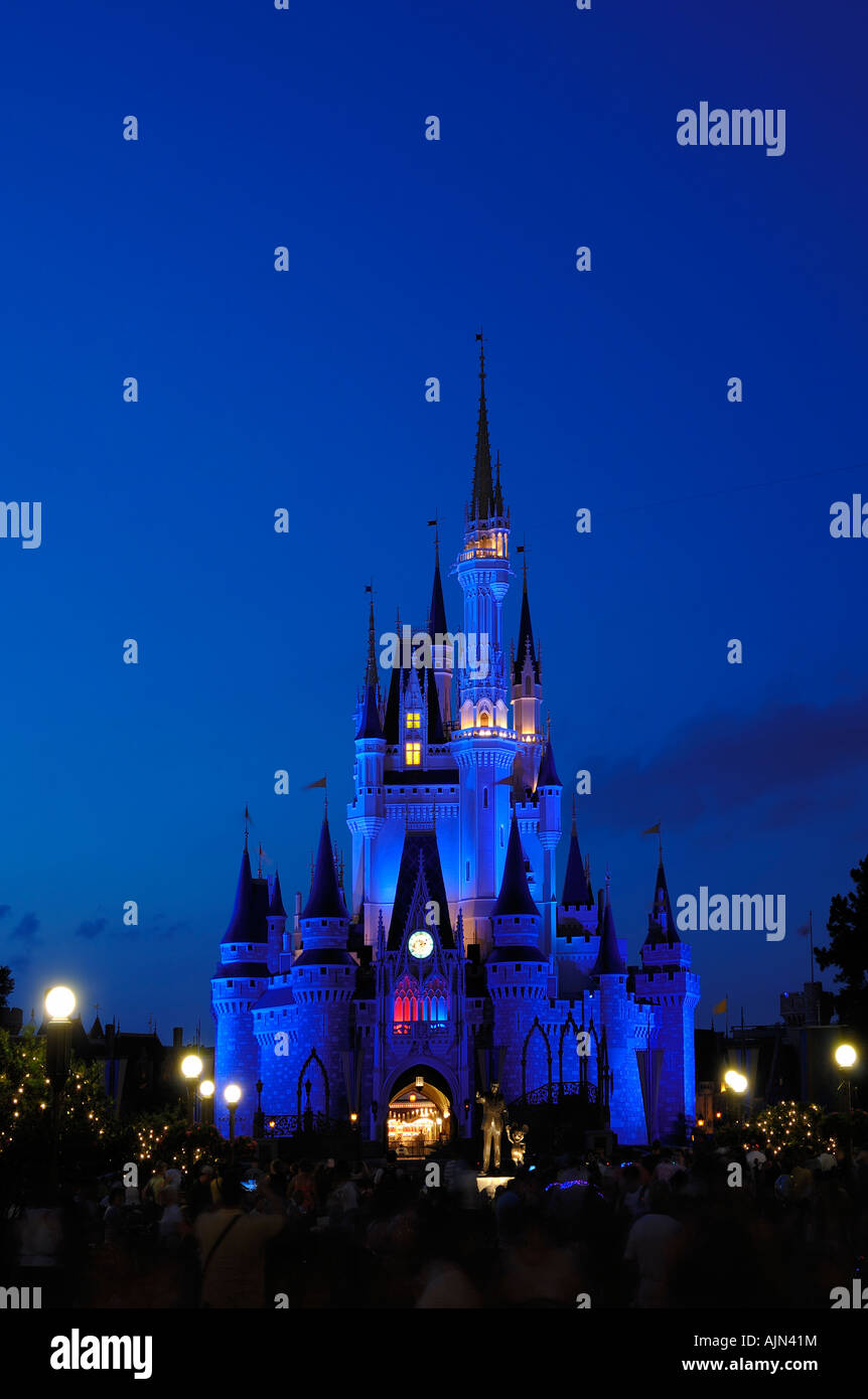 magic kingdom castle at night orlando florida usa america walt disney