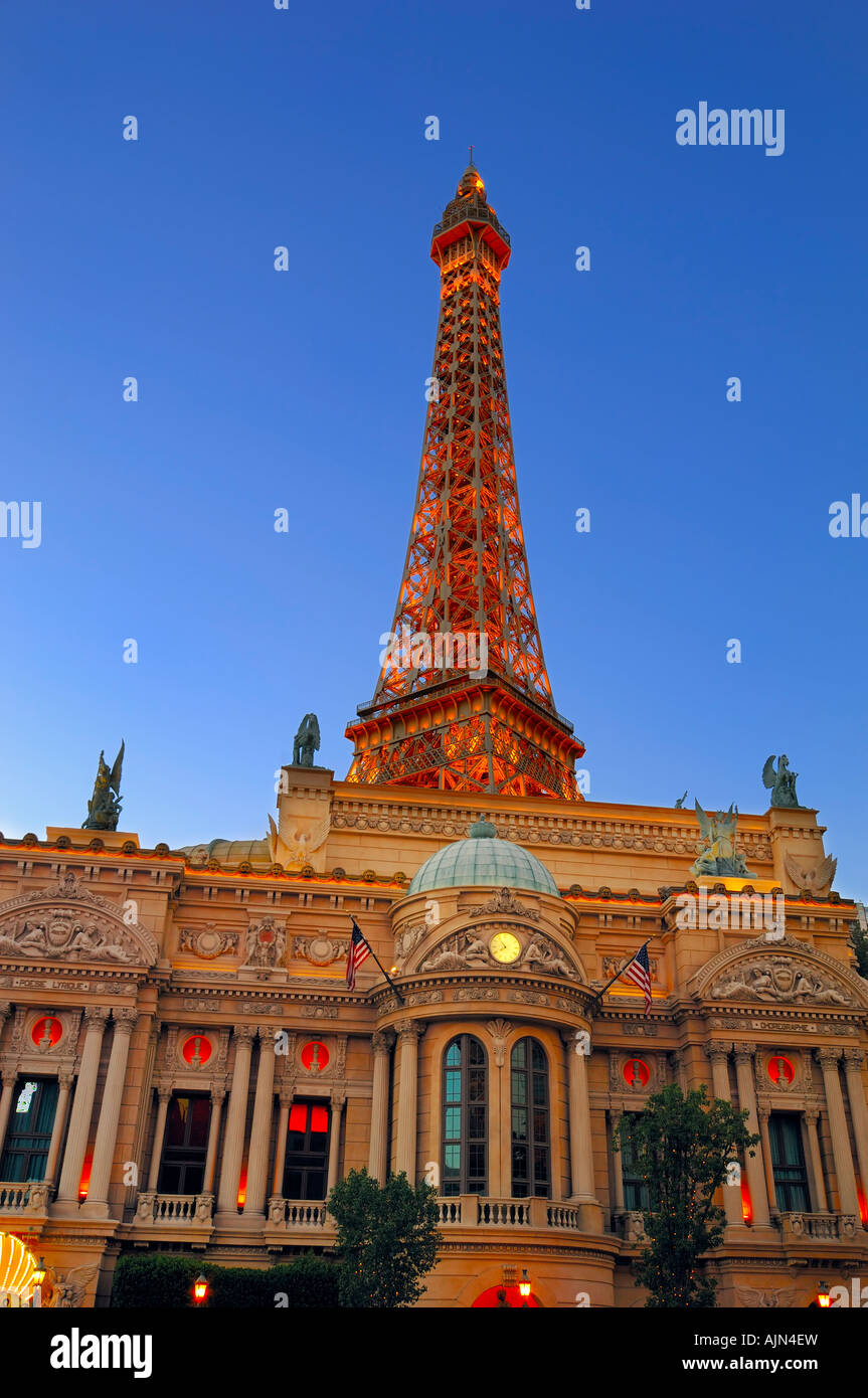 paris hotel showing eiffel tower las vegas night nevada usa america