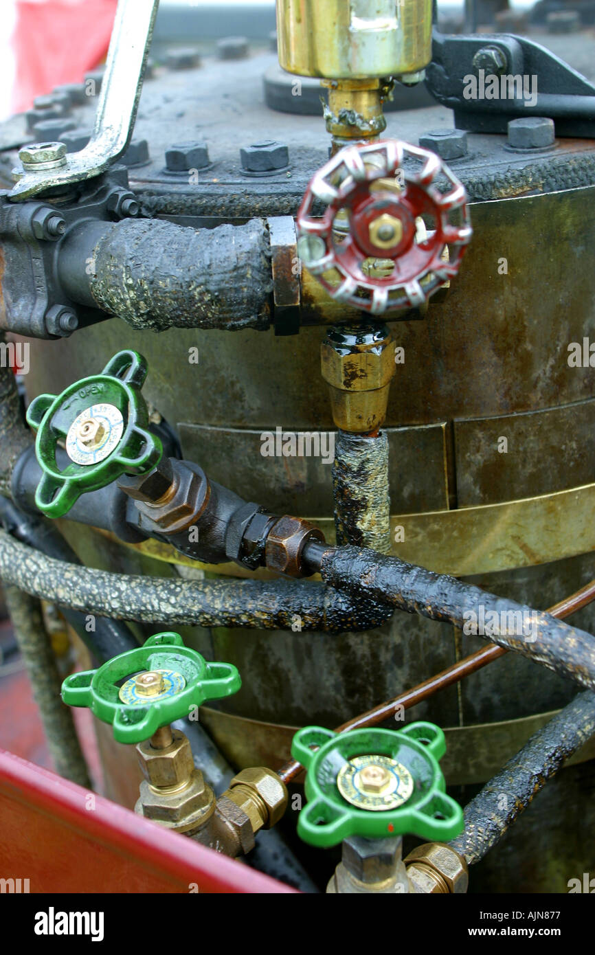 DETAIL OF VINTAGE ENGLISH STEAM ENGINE Stock Photo