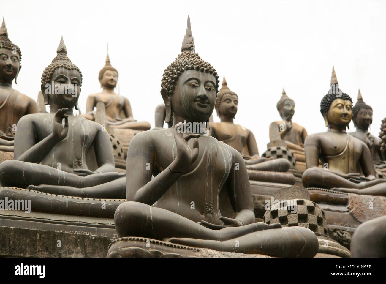 Buddha statues at the Gangaramaya Temple, in the Sri Lanka capital