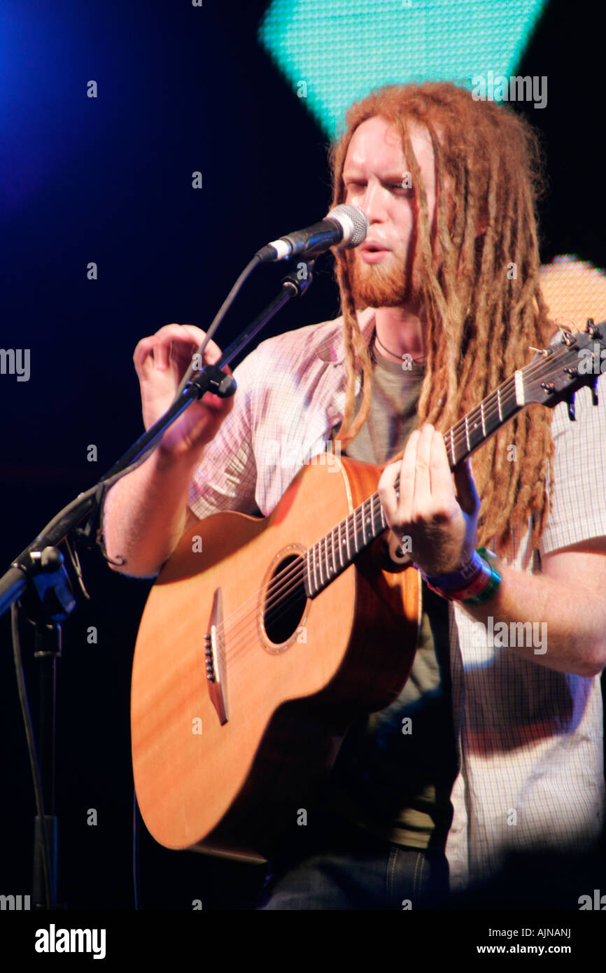 Newton Faulkner performs at Get Loaded In The Park, Clapham Common, London, August 2007 Stock Photo