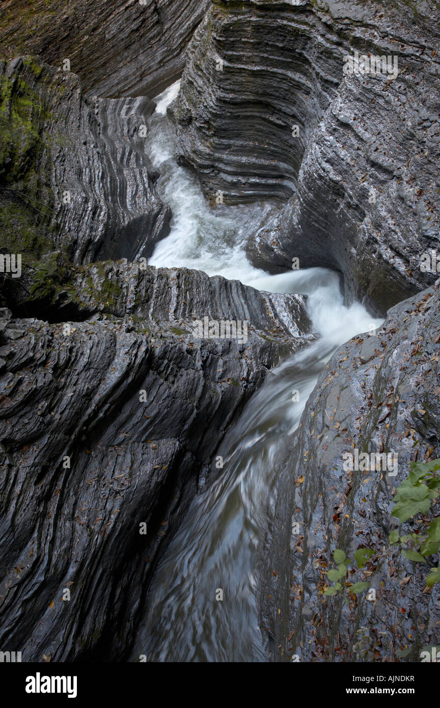 Waterfalls and gorge in Watkins Glen State Park Finger Lakes Region Watkins Glen New York United States Stock Photo