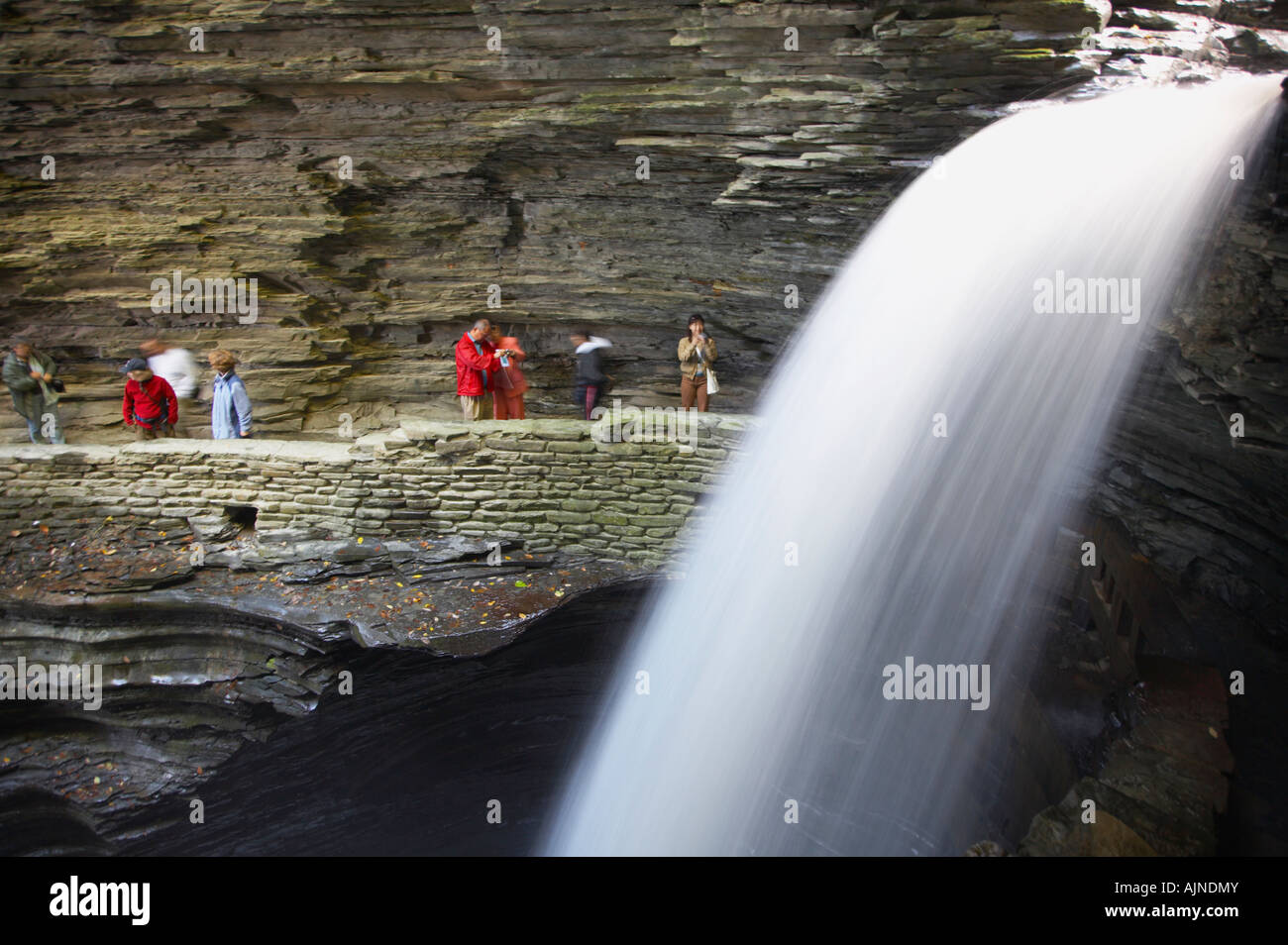 Waterfalls and gorge in Watkins Glen State Park Finger Lakes Region Watkins Glen New York United States Stock Photo