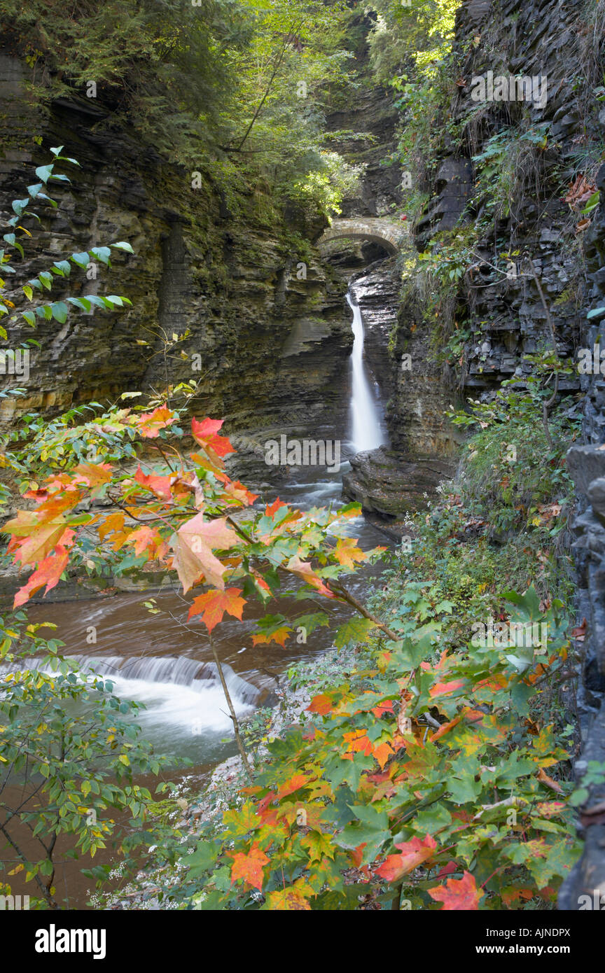 Waterfall in Watkins Glen State Park in the Finger Lakes region of New York State Stock Photo