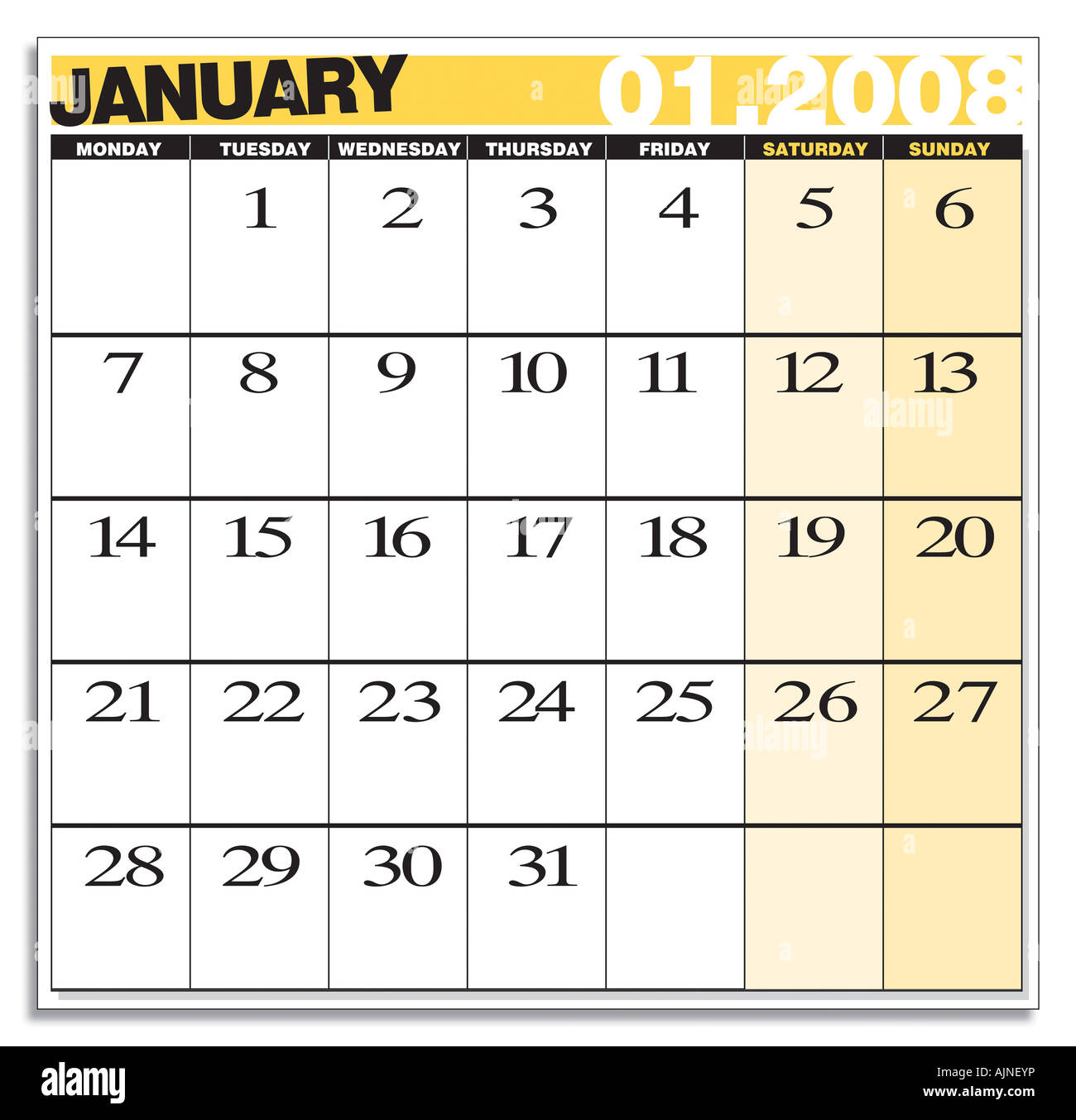 diary design and concepts january 2008 happy new year Stock Photo