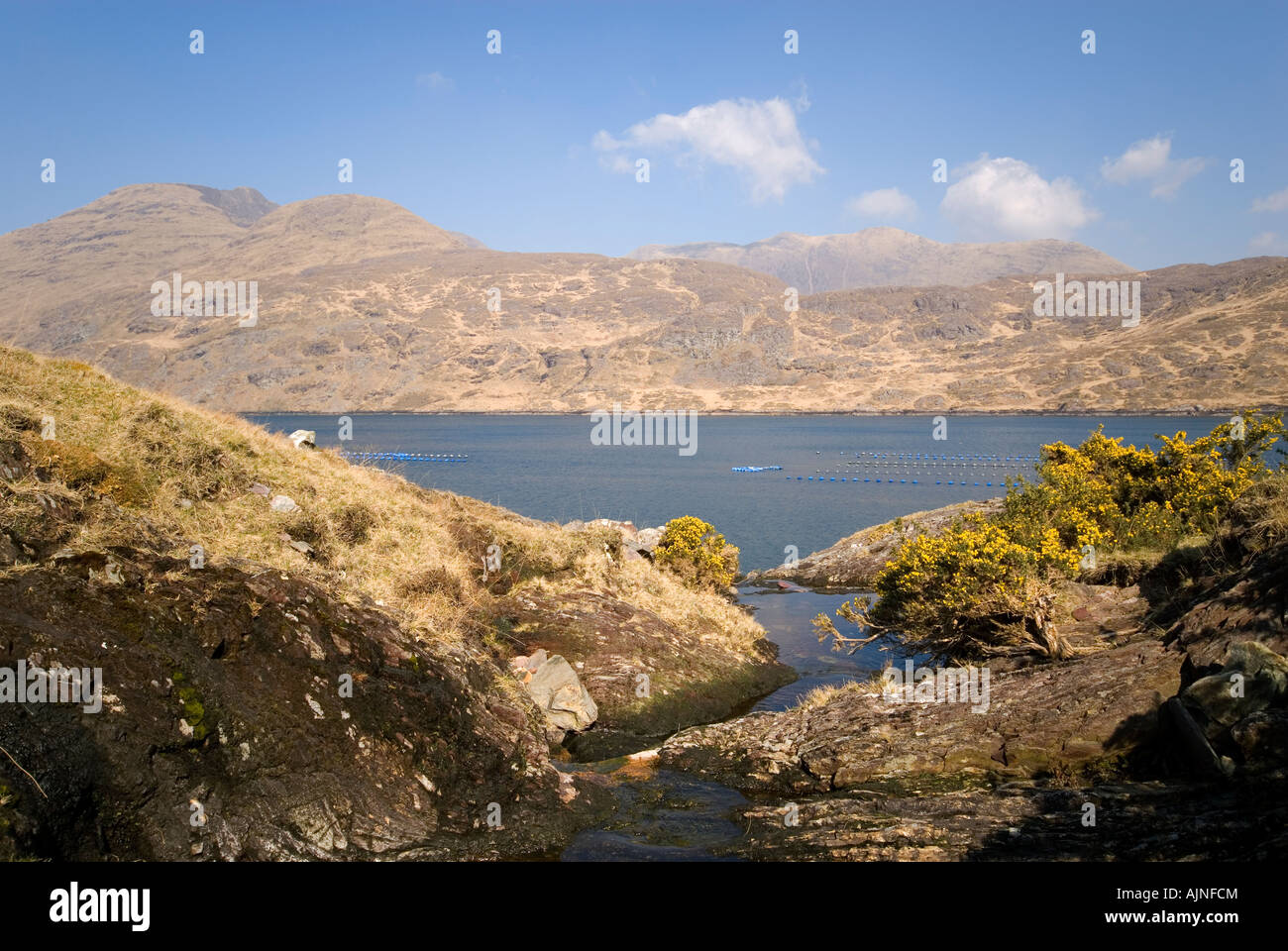 Mweelrea Mountain over Killary Harbour, border of counties Mayo and Galway, Ireland Stock Photo