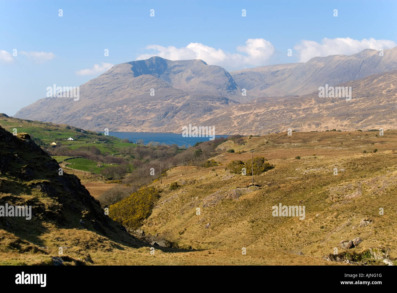 Mweelrea Mountain over Killary Harbour, border of counties Mayo and Galway, Ireland Stock Photo