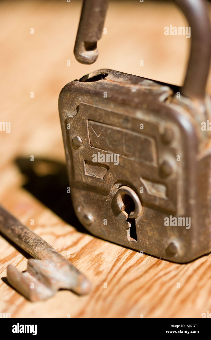 Antique lock and key Stock Photo Alamy