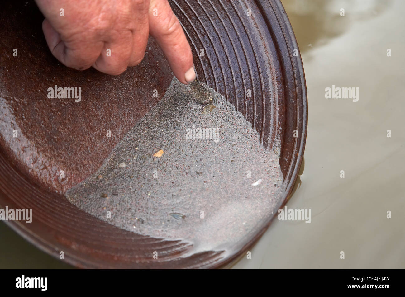 Gold Panning with The Bearded Miners Reefton West Coast South Island New Zealand Stock Photo