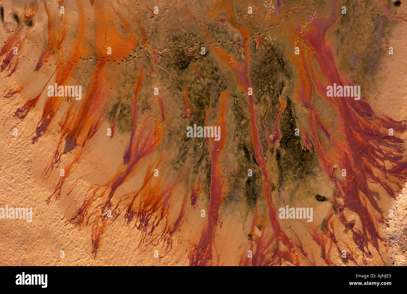 Oily mud patterns on lakebed Lake Eildon NE Victoria Australia horizontal  Stock Photo