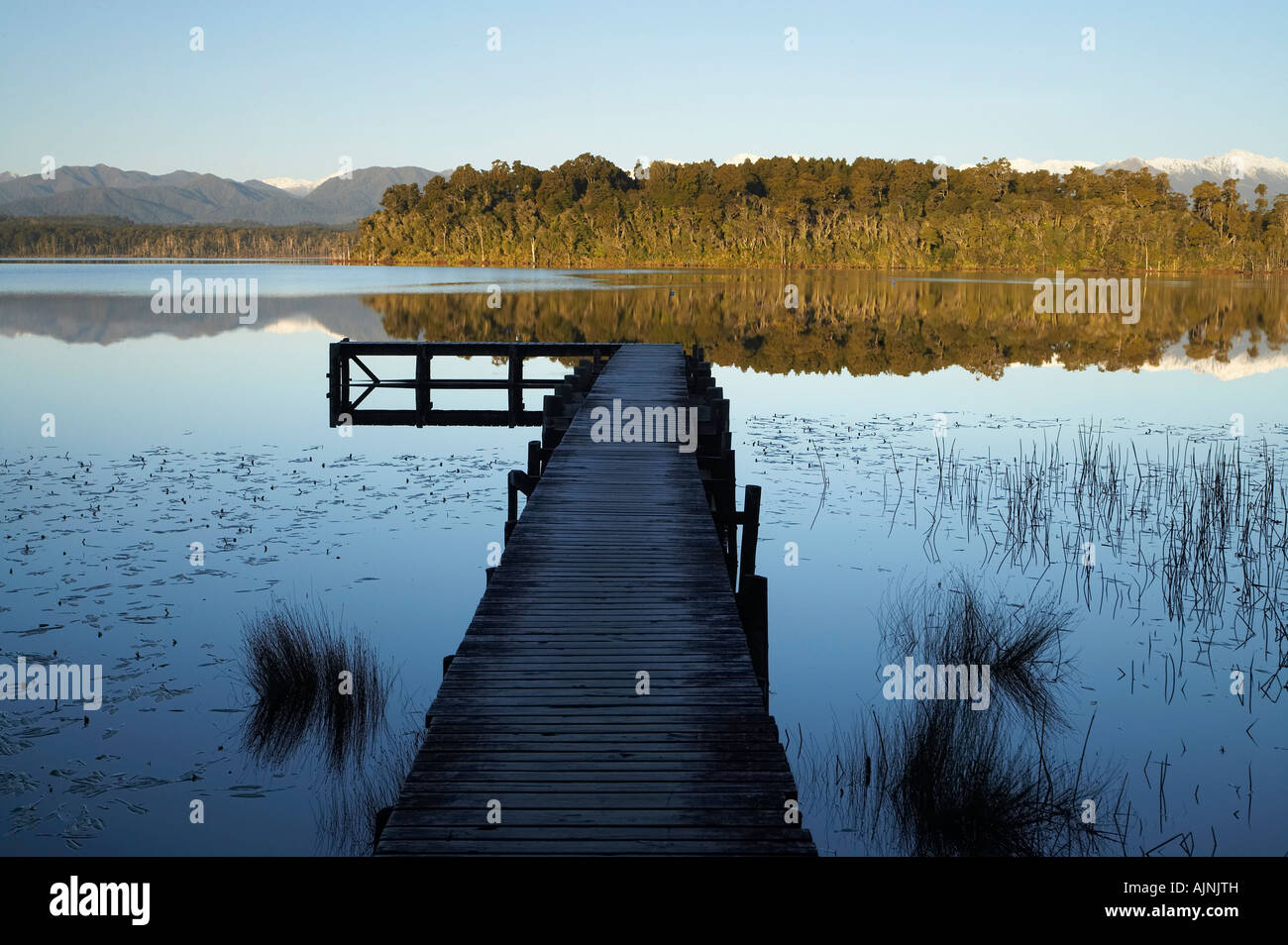 Jetty Lake Mahinapua near Hokitika West Coast South Island New Zealand Stock Photo