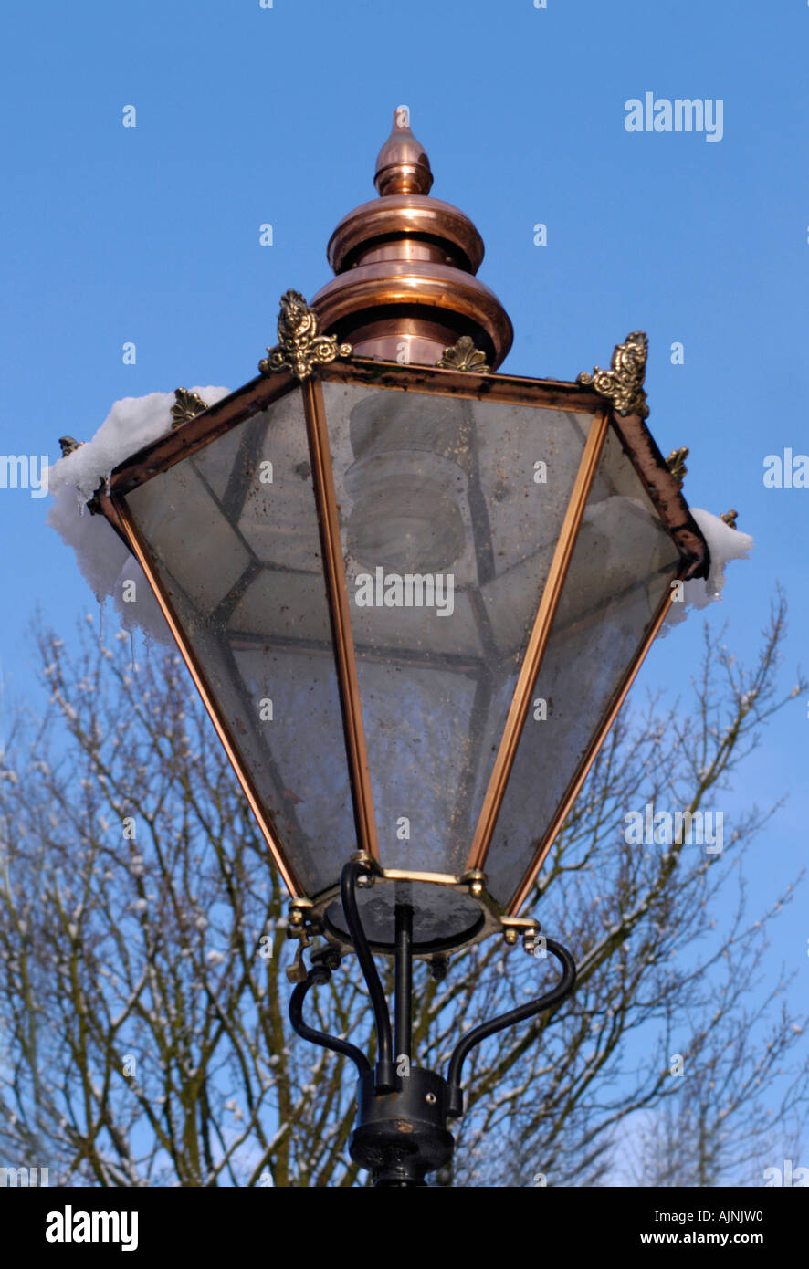 lampstand covered in snow Stock Photo Alamy