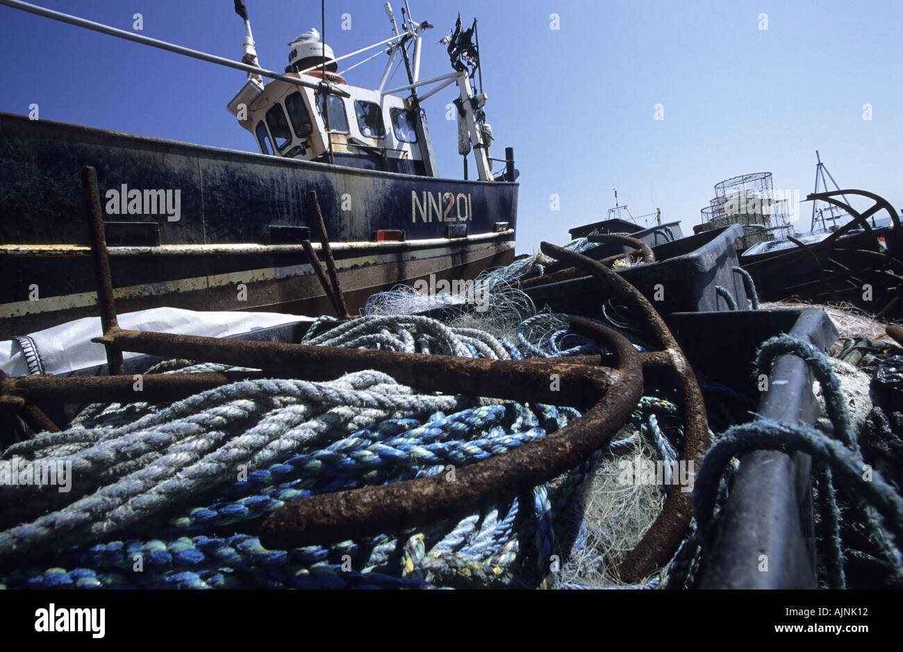 Fishing boat and anchor Hastings England Stock Photo Alamy