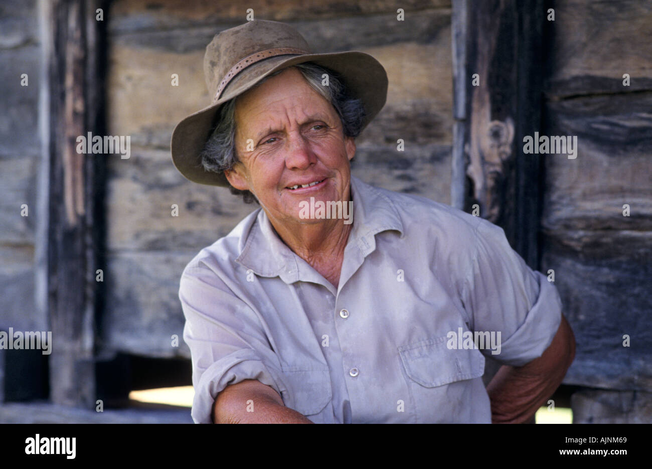 Portrait of a cattlewoman near Springsure Central Highlands Queensland Australia Horizontal  Stock Photo
