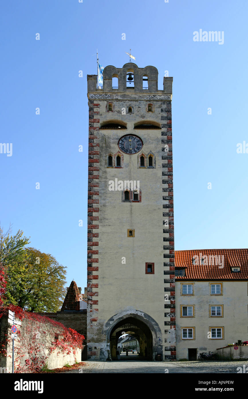 Germany Bavaria Landsberg Bayertor gate town expansion in 15th century AD Stock Photo