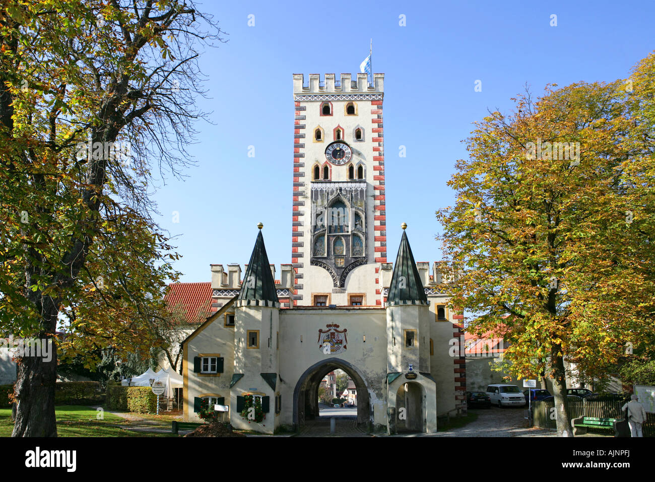 Germany Bavaria Landsberg Bayertor gate town expansion in 15th century AD Stock Photo