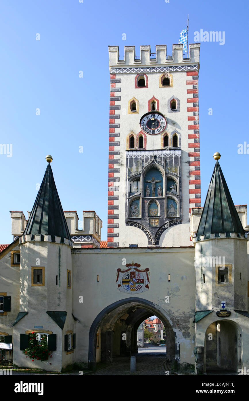 Germany Bavaria Landsberg Bayertor gate town expansion in 15th century AD Stock Photo