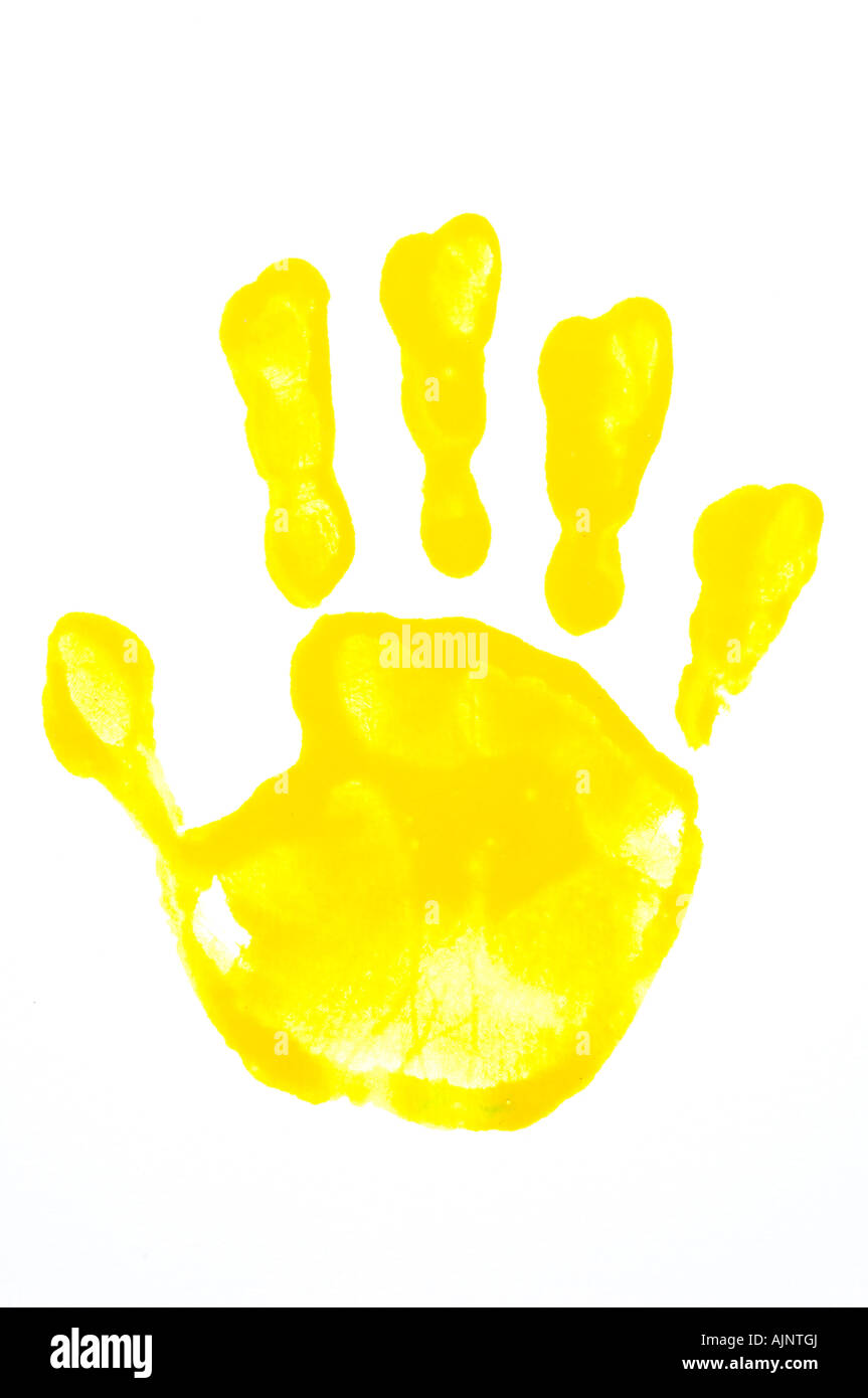 Hand print yellow right Stock Photo Alamy