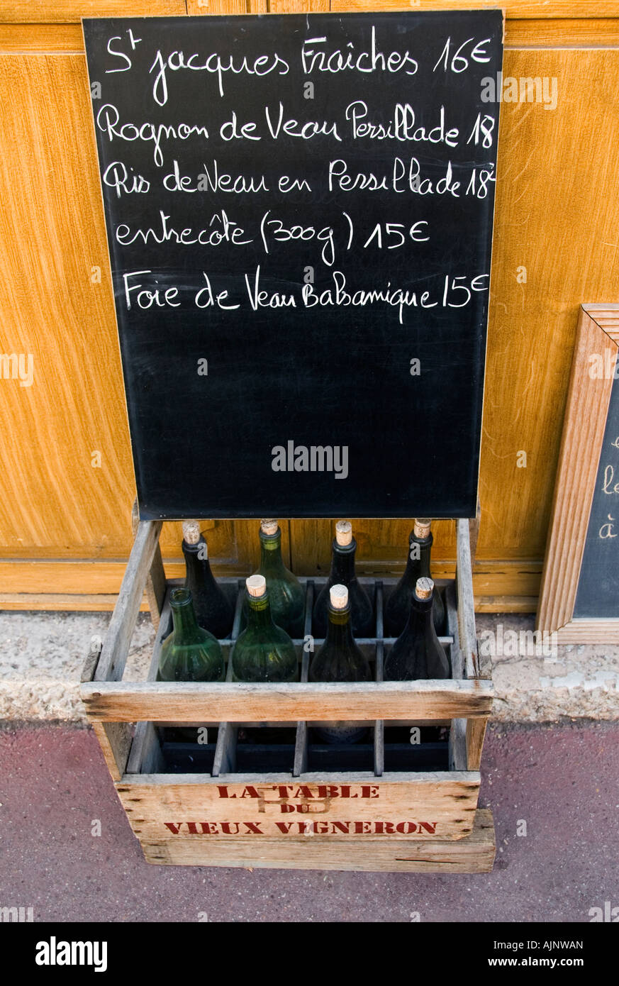 FRENCH BLACKBOARD MENU Vieux Vigneron Rustic french restaurant menu on