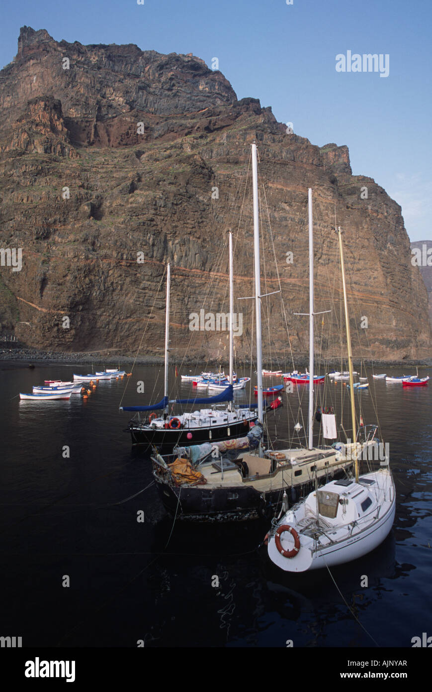 The harbour in Vueltas Valle Gran Rey La Gomera Canary Islands Spain Stock Photo