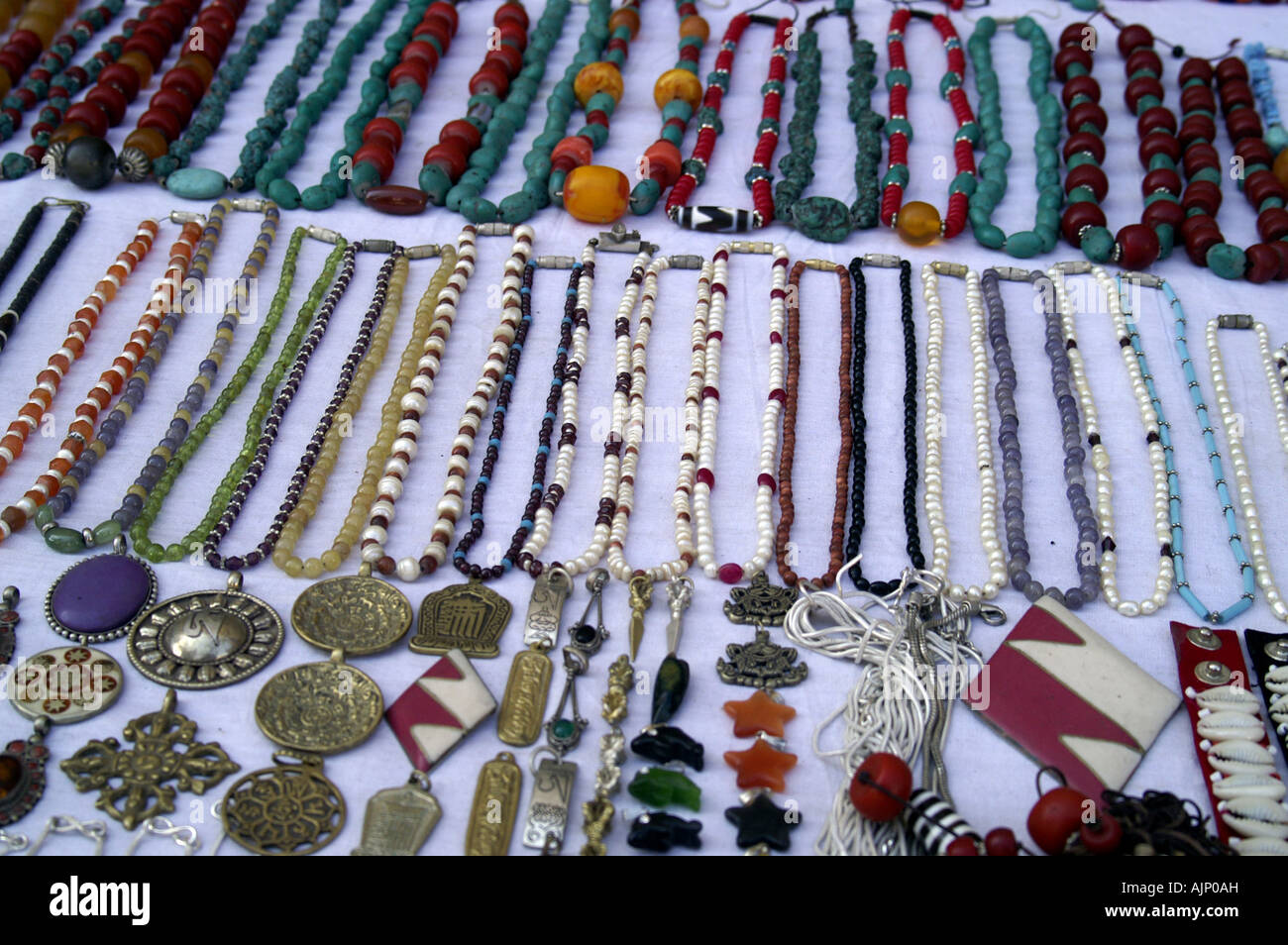 Tibetan Jewellery Souvenir Stall Market Street Leh Ladakh India Stock 