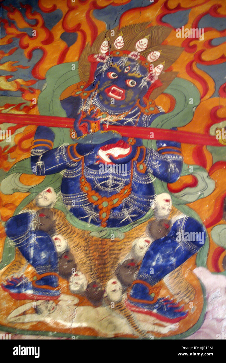 Tibetan buddhist deities mural painting in Thiksey monastery, Ladakh ...