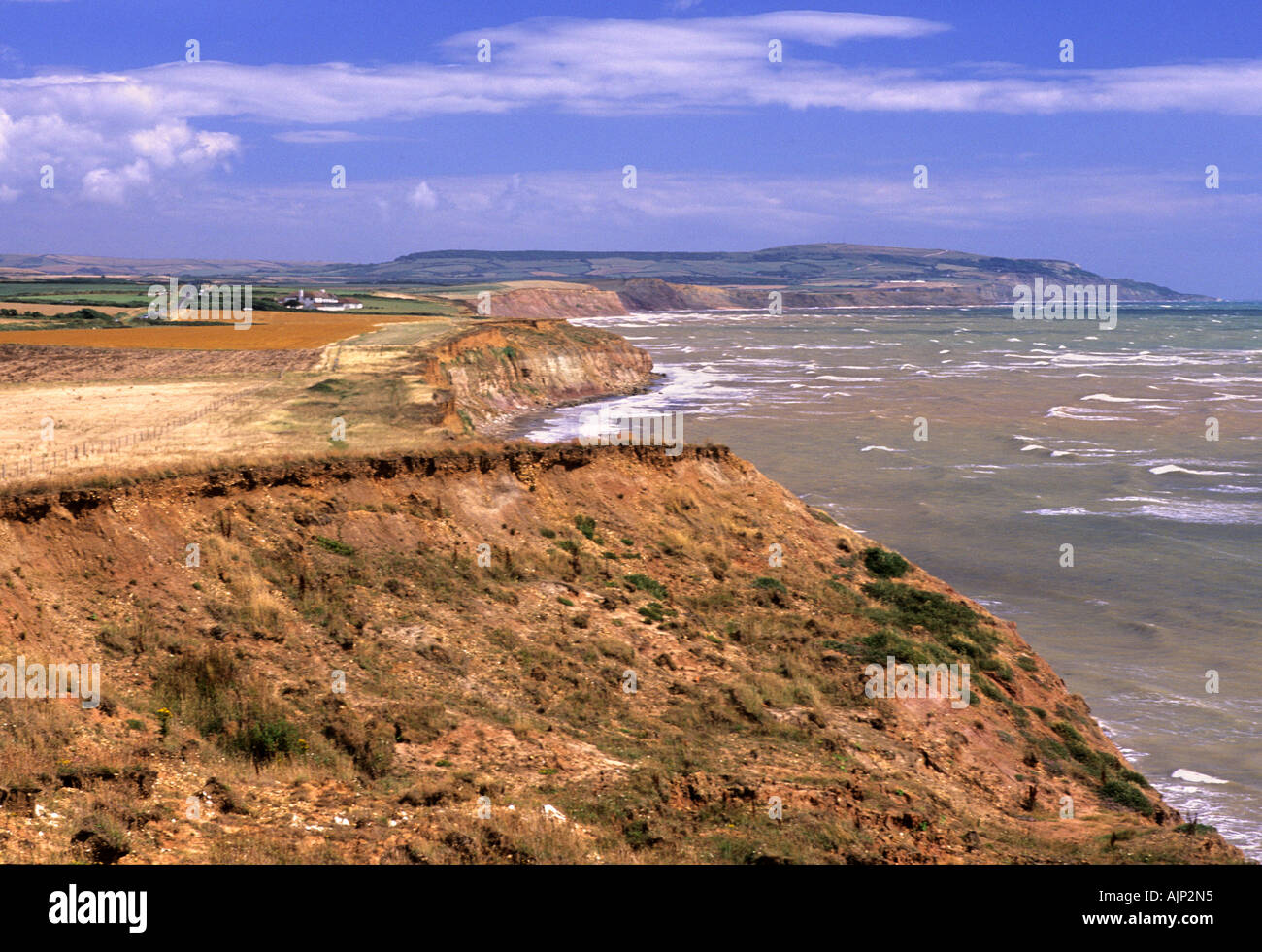 Coastal landslip near Chilton Chine Isle of Wight looking east Stock Photo