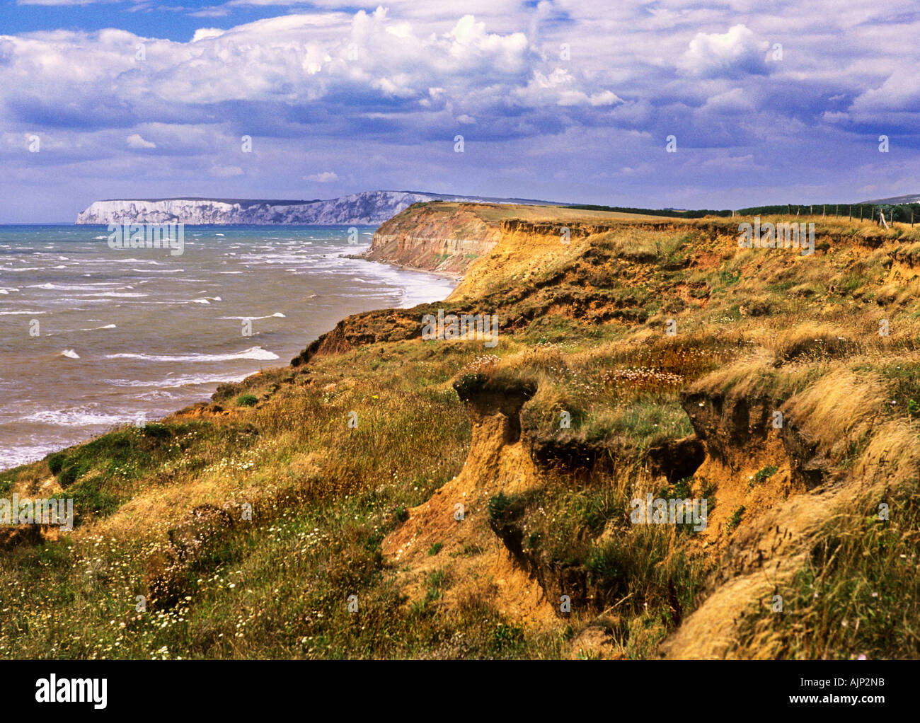 The Isle of Wight coastline near Chilton Chine looking west Stock Photo