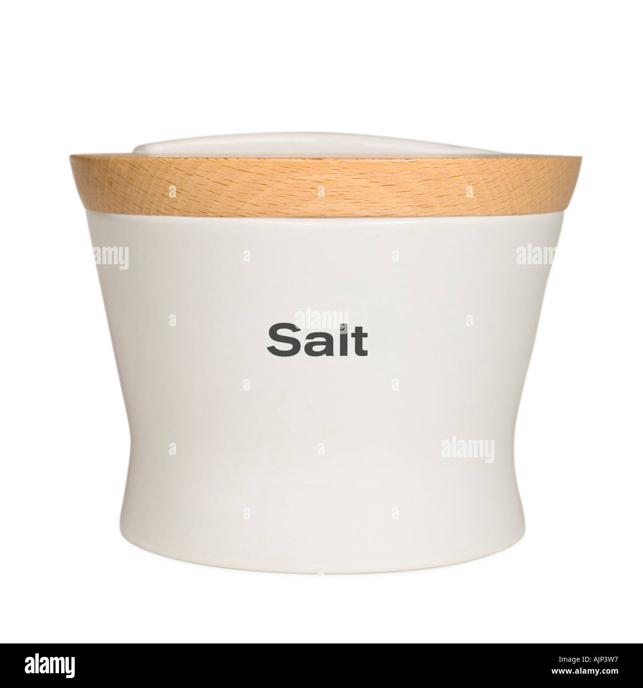 SALT DISPENSER LID ON WHITE BACKGROUND Stock Photo