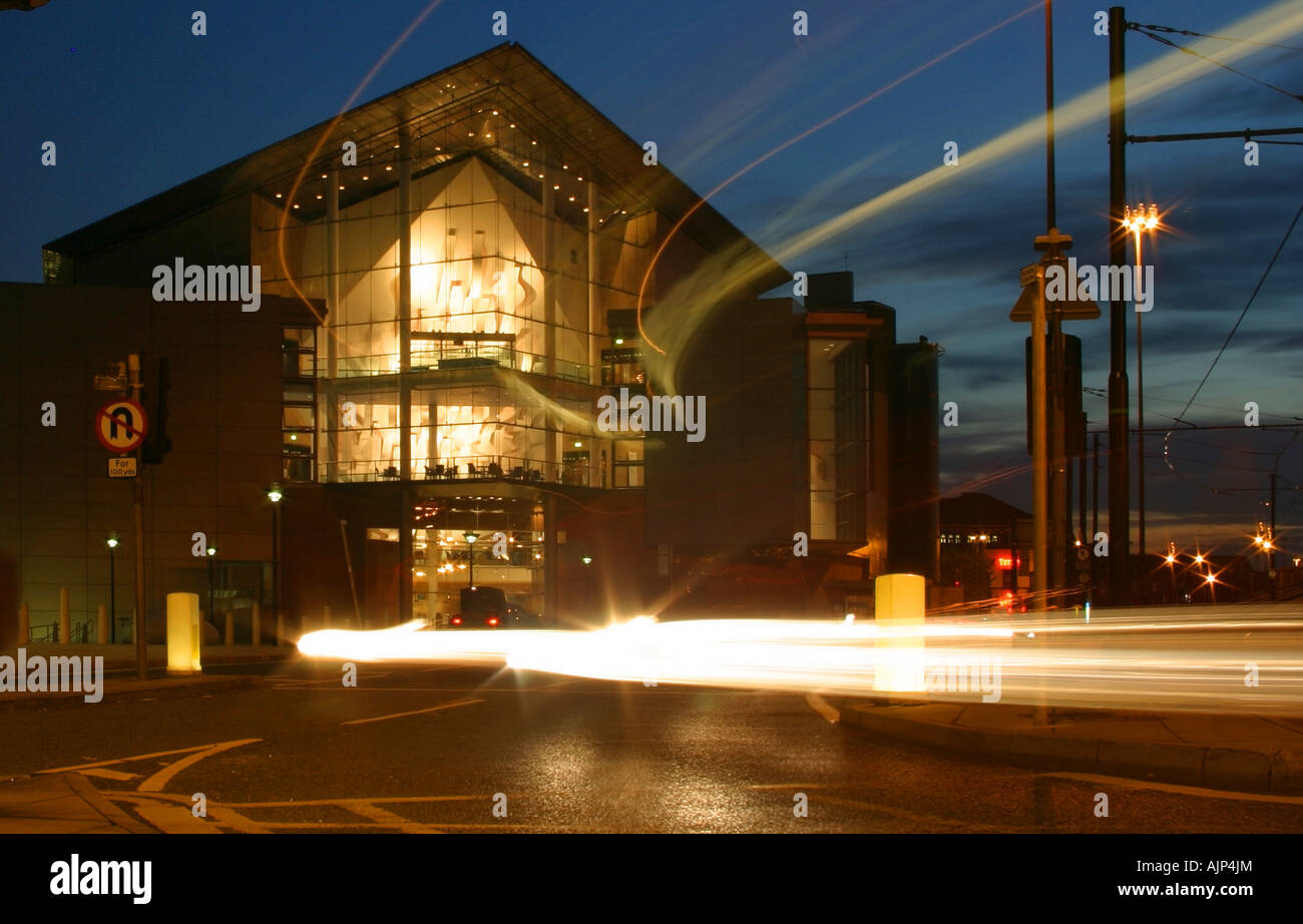 Bridgewater Hall at night. Manchester, Greater Manchester, United Kingdom. Stock Photo