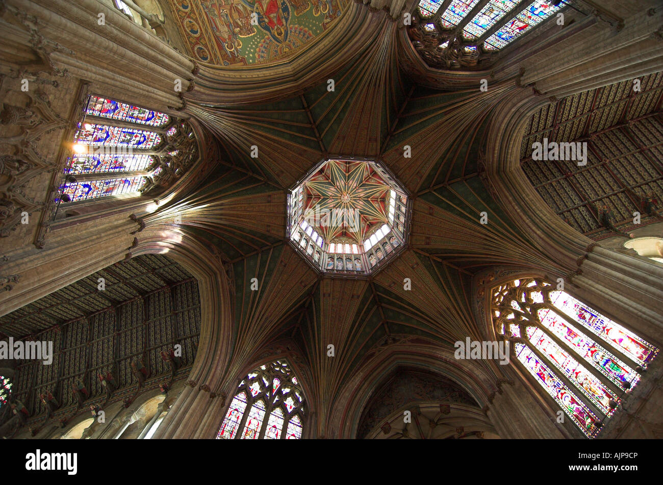 Looking up into Octagon Tower of Ely CAthefral Stock Photo - Alamy