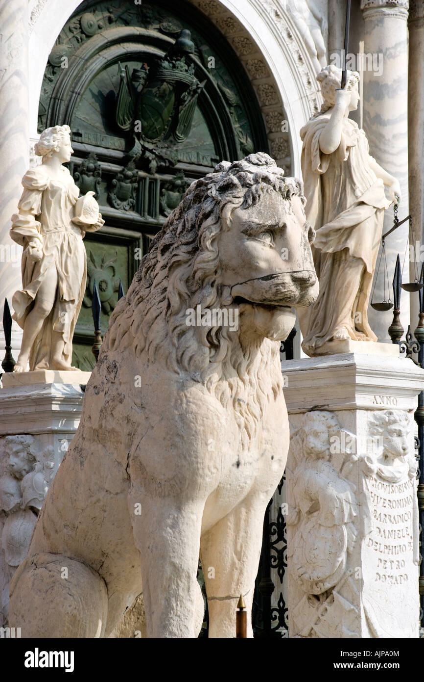 Italy Venice A Pillaged Greek Statue Of A Seated Lion At The