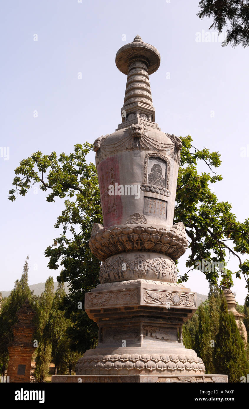 Pagoda forest stupa at Shaolin Buddhist Monastery Temple Henan Province Luoyang Dengfeng Shaolin China Asia About 300 metres wes Stock Photo