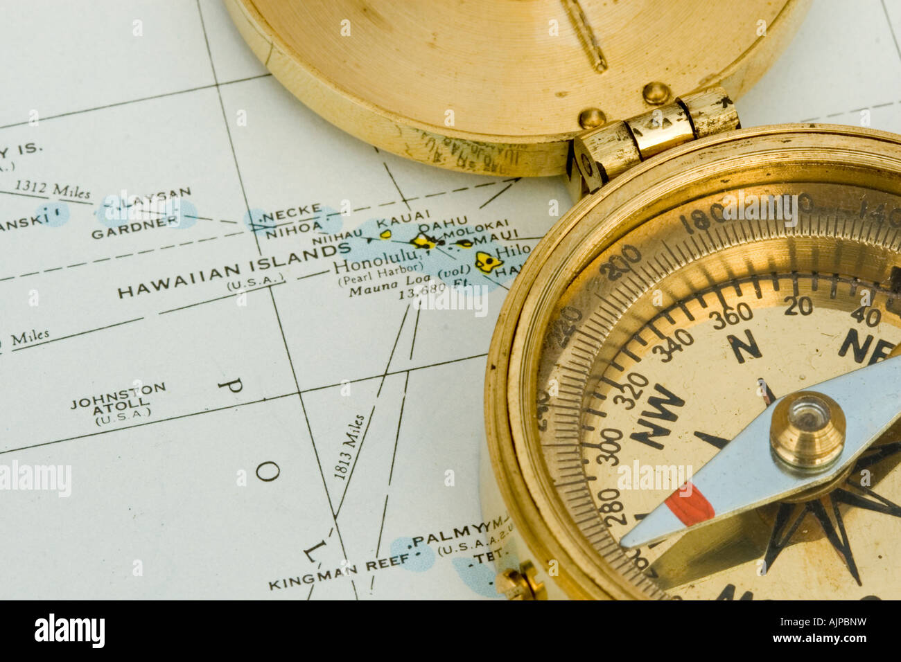 Antique compass used by explorers for finding directions and reading a